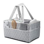 Comfy Cubs Diaper Caddy Organizer- Large Portable Baby Diaper Caddy Nursery Storage Bin and Car Travel Basket - Tote Bag with Dividers for Diapers & Wipes (Grey)