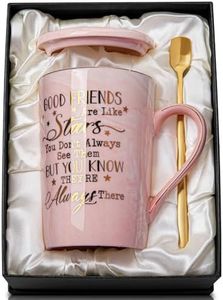 Biching Best Friendship Gifts-Good Friends are Like Stars-Birthday Gifts for Women,Her, BFF, Best Friends, Coworkers, Wife, Mom, Daughter, Sister, Aunt 14 Ounce Pink Ceramic Marble Coffee Mug