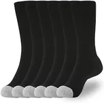 WANDER Men's Crew Socks for Boots 6-Packs Cotton Full Cushion Socks Men Black 12-15