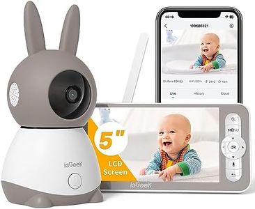 ieGeek 2K Wifi Baby Monitor with Camera and Night Vision, Phone App & 5" Split Screen&App Control, 3000mAh Battery, Automatic tracking, Vox Mode, PTZ, Crying Detection, Humidity & Temperature Sensor
