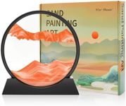 Wai Danie Moving Sand Art Picture Decor, 3D Deep Sea Sandscape Liquid Motion,Round Glass Frame Display Flowing Sand Relaxing Gift for Kids Adults Home Office Work Desktop Decoration(Orange,12 Inches)