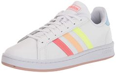 adidas Men's Grand Court Tennis Shoe, White/Semi Turbo/Pulse Amber, 10