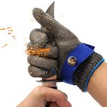 TS ANSI A9 Cut Resistant Glove-Stainless Steel Wire Metal Mesh Butcher Safety Work Glove for Meat Cutting, fishing (Medium)