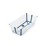 Stokke Flexi-Bath Tub Set, XL - Foldable and Anti-Slip Kids Bathing Tub, with Heat-Sensitive Drain Plug, Transparent Blue, (535902)