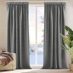 Deconovo Super Soft Solid Window Treatment Thermal Insulated Curtains Blackout Curtains Pencil Pleat Curtains for Living Room Light Grey W55 x L69 Inch 2 Panels