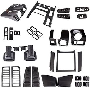 Interior Trim Decoration Kit for Hummer H2 2003-2007, Console Dashboard Dash Panel Trim Cover, Car Body Trim Cover Set, Exterior Car Accessories Set, Carbon Fiber Grain (Black_Interior & Exterior)