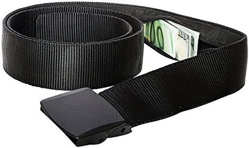 Zero Grid Travel Security Belt - Hidden Money Pouch - Non-Metal Buckle Black
