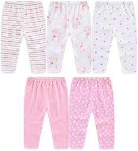 JELYLOVE Unisex Baby Boy Girl Pants Sets Cotton Soft Infants Bottoms Casual 5 Pack 0-12 Month Babies' Leggings