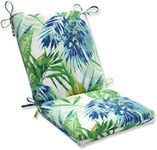 Pillow Perfect Outdoor/Indoor Soleil Squared Corners Chair Cushion, Blue/Green