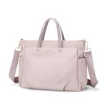 Laptop Tote Bag 15 Inch, Computer Shoulder Bag Large Work Tote Bag for Women, Laptop Carrying Case Stylish Handbag for Business Travel (Pinkish Grey)