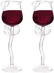 kucehiup Rose Shape Wine Glass 6oz Red Wine Glass 180ml(Two Rose Wine Glasses)