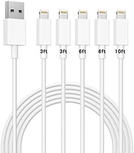iPhone Charger Cable [3FT 3FT 6FT 6FT 10FT] Lightning Cable 5Pack MFi Certified Apple Charging Cord Compatible with iPhone 14 13 12 11 Pro MAX Xs Xr X 8 7 6 6s Plus SE 5S iPad iPod (White)