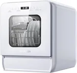 AIRMSEN Portable Countertop Dishwasher with 5L Water Tank, Mini Dishwasher with 14.6” Narrow & 20.1“ Deep Design, 9 Programs, 24H Delay Start & 360° Dual Spray, No Hookup Needed, C01, White