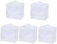 GYWHOOFT 5 Pack Clear Zippered Storage Bags with Handles, PVC Storage Cube with Zipper, Foldable Closet Organizer Moving Bag Bin for Moving Waterproof Reusable Storage Totes（32 * 32 * 32 cm）