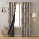 SPACES DRAPE STORY Premium Polyester Blackout Curtains- 95-98% Light Blocking- Digital Printed Geometric- Heavy Fabric, Set of 2-7Ft Door Curtain, Mocha Brown