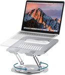 Lifelong Adjustable Laptop Stand with 360° Rotating Base, Ergonomic Computer Stand for Desk, Foldable & Portable Laptop Riser, Laptop Holder Fits All MacBook, Laptops 10-16 Inches, Silver