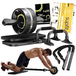 SUPFIT Ab Rollers Wheel Kit, Strength Training Abdominal Roller Set with Knee Pads, Push-Up Bars, Resistance Bands, Workout Guide, Perfect Home Gym Equipment for Men Women Abdominal Exercise