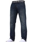 Crosshatch Mens Straight Leg Fashion Jeans Trousers Regular Fit Stylish Branded Denim by JeanBase Darkwash 32W X 32L