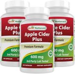 Best Naturals Apple Cider Vinegar Plus 600 Mg 120 Capsules - Vinegar Capsules for Healthier Digestion, Cleanse Body Naturally (Pack of 3)