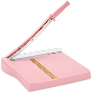 Paper Cutter, Paper Slicer with Safety Guard and Blade Lock, 12" Cut Length Guillotine Paper Cutter with 16 Sheet Capacity, Paper Cutters and Trimmers for Cardstock Cardboard (Pink)