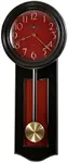 Howard Miller Alexi Antique Wall Clock – Vintage Black & Red Pendulum Design with Brass Accents, Quiet Quartz, Battery Operated, Offering Ideal Heirloom Home Office Decor or Wedding Gift