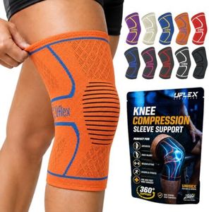 UFlex Athletics Knee Brace Sleeve Men & Women (SGL/L:19"-21.5"/OrangeBlue)