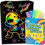 RMJOY Rainbow Scratch Paper Sets: 60pcs Magic Art Craft Scratch Off Papers Supplies Kits Pad for Age 3-12 Kids Girl Boy Teen Toy Game Gift for Birthday|Party Favor|DIY Activities|Painting Game Gifts