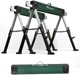 YITAHOME Workhorse Sawhorses 2-Pack, Metal Sawhorse Stands with Heavy Duty Folding Legs, 8 Adjustable Heights, 4x4 Brackets, Built-in Bottle Opener for Woodworking & Contractors