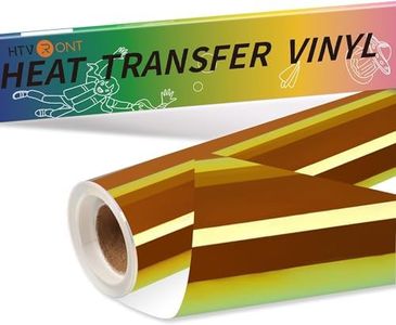 HTVRONT Holographic Heat Transfer Vinyl- 12" x 6ft Holographic HTV for Shirts, Hats, Holographic Iron on Vinyl Compatible with Cricut Cutting Machine & Cameo, Matellic Sheen, Easy to Cut & Weed (Gold)