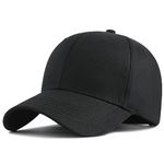 Oversize XXL Baseball Cap Cotton Big Head Hats Solid Color Large Head Hats Plus Size Hat Adjustable 23"-25.5" Black