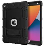 Azzsy Case for iPad 9th Generation/iPad 8th Generation/iPad 7th Generation (10.2 Inch, 2021/2020/2019 Model), Slim Heavy Duty Shockproof Rugged Protective Case for iPad 10.2 inch, Black