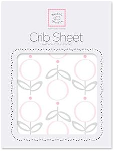 SwaddleDesigns Cotton Flannel Fitted Crib Sheet, Pink Lolli Fleur