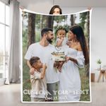 Custom Blanket with Picture/Photo - Personalized Flannel Throw Blanket for Women Men - Customized Blanket for Christmas Valentines Gifts Mom Dad Family Birthday Gifts (Only 1 Photo)