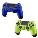 ARCELI Wireless Controller for PS-4, Upgraded Controller Wireless for PS-4/PC/Slim, Bluetooth Gamepad Joystick with 3.5mm Audio Jack/Dual Vibration/Touch Panel (yellow+blue)