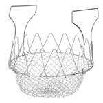 Belle Vous Stainless Steel Foldable Frying Basket - Folding Colander/Strainer Kitchen Cooking Tool - Wire Mesh Net Food Basket for Deep Frying Potato Fries, Steaming & Rinsing Vegetables/Fruit