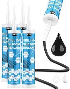 PAULINN Silicone Sealant Black, 100% Silicone Caulk Waterproof for RV, Kitchen, Bath, General Use, Window, Door, Glass, Marine, 10.2 Oz, 4 Packs