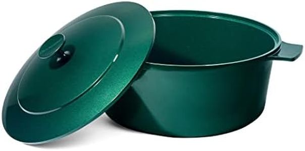 Granitestone Dutch Oven, 5 Quart Ultra Nonstick Enameled Lightweight Aluminum Dutch Oven Pot with Lid, Round 5 Qt. Stock Pot, Dishwasher & Oven Safe, Induction Capable, 100% PFOA Free, Emerald Green