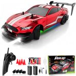 Remote Control Car RC Drift Car 1:16 Scale 4WD RC Car with LED Lights 2.4GHz 30km/h RTR High Speed Racing Sport Toy for Adults Boys Girls Kids Gift 2Pcs Rechargeable Battery