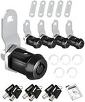 Naissian 2023 RV Locks for Storage Door, Cylinder Cam Lock for RV Storage Door, Toolbox, Tool Cart, Guns Safes Secure Locks, 7/8", 90°Turn, Pack of 5 with 6 Key Alike, Matte Black