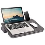 LapGear Elevation Lap Desk with Device Ledge, Phone Holder, and Booster Cushion - Gray Woodgrain - Fits up to 15.6 Inch Laptops - Style No. 87965