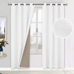 BGment Pure White Blackout Curtains 84 Inch Length for Bedroom 2 Panels Set, Linen Textured Thermal Insulation Soundproof Window Curtain Drapes with Grommet, 52 Inch Wide Each Panel