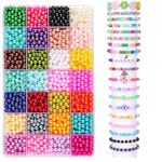 Niulab 1680pcs Pearl Beads, 28 Colors Pearls for Crafting with Crystal String, Imitation Pearls Dyed Faux, 6mm Pearl Beads for Jewellery Making DIY Bracelets Necklaces Earrings Crafts Gifts