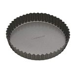 MasterClass Non-Stick Loose Tart and Quiche Tin, Fluted Carbon Steel, Round 25cm (10"), Grey