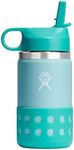 HYDRO FLASK - Kids Water Bottle 354 ml (12 oz) - Vacuum Insulated Stainless Steel Toddler Water Bottle - Silicone Flex Boot, Easy Sip Straw Lid - BPA-Free - Wide Mouth - Dew