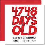 13th Birthday Card for Boys Girls Him Her - 4748 Days Old - Funny Teenager Thirteen Thirteenth Happy Birthday Card for Brother Sister Son Daughter Cousin, 145mm x 145mm Humour Joke Greeting Cards