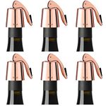 OWO Wine Bottle Stopper, Wine Saver with Silicone, Decorative Wine Preserver, Wine Toppers Stopper,Reusable Wine Cork Keeps Wine Fresh (Rosegold, 6 Pack)