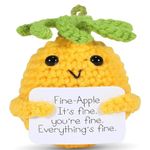 Emotional Support Pineapple,3.15 Inch Positive Pineapple Handmade Cute Knitted Crochet Doll,Good Luck Charm,Funny Leaving Gifts for Colleague Teacher Friend Women Men,Xmas Stocking Fillers