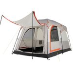 COSTWAY 2-Room Camping Tent, 4-6 Person Spacious Family Tent with Rainfly, PU 3000MM PE Tarp, Mesh Windows and Carry Bag, Waterproof Sun Shelter for Backpacking Hiking (Grey)
