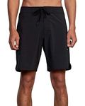 RVCA Men's Standard 4-Way Stretch Fixed Waist 18 Inch Boardshort, Rvca Stretch 18 Boardshort/All Black, 32