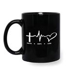 Alexus Faith Hope Love Ceramic Coffee Mug Slogan Quote Printed Ceramic Coffee & Tea Mug, Cup Best Gifts for Wedding/Anniversary/Couple/Marriage/Birthday/Return Gift -(350 ML) - Black